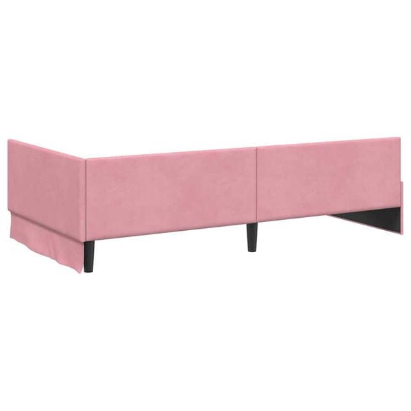 vidaXL Κρεβάτι Γωνίας Ροζ 80 x 200 cm Βελούδο και Εργοστασιακό ξύλο