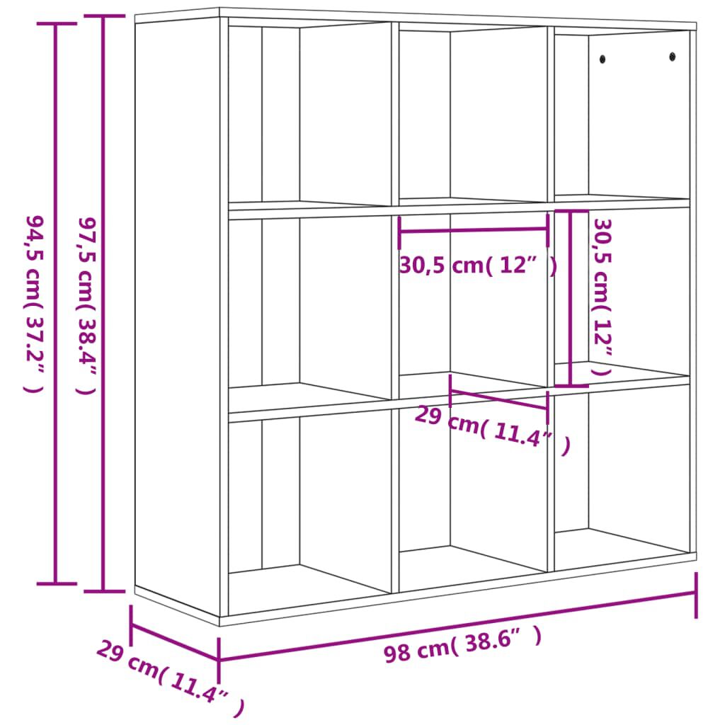 vidaXL Βιβλιοθήκη Γκρι Σκυροδέματος 98x29x97,5 εκ. Επεξεργασμένο Ξύλο