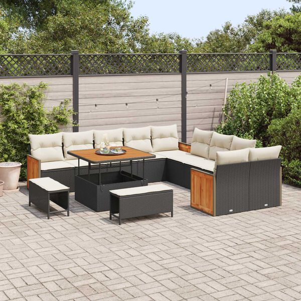 vidaXL &Sigma;&epsilon;&tau; &Kappa;&alpha;&nu;&alpha;&pi;έ &Kappa;ή&pi;&omicron;&upsilon; 13 pcs &Mu;&alpha;ύ&rho;&omicron; &kappa;&alpha;&iota; &Kappa;&rho;έ&mu;&alpha; &sigma;&upsilon;&nu;&theta;&epsilon;&tau;&iota;&kappa;ό &rho;&alpha;&tau;ά&nu;