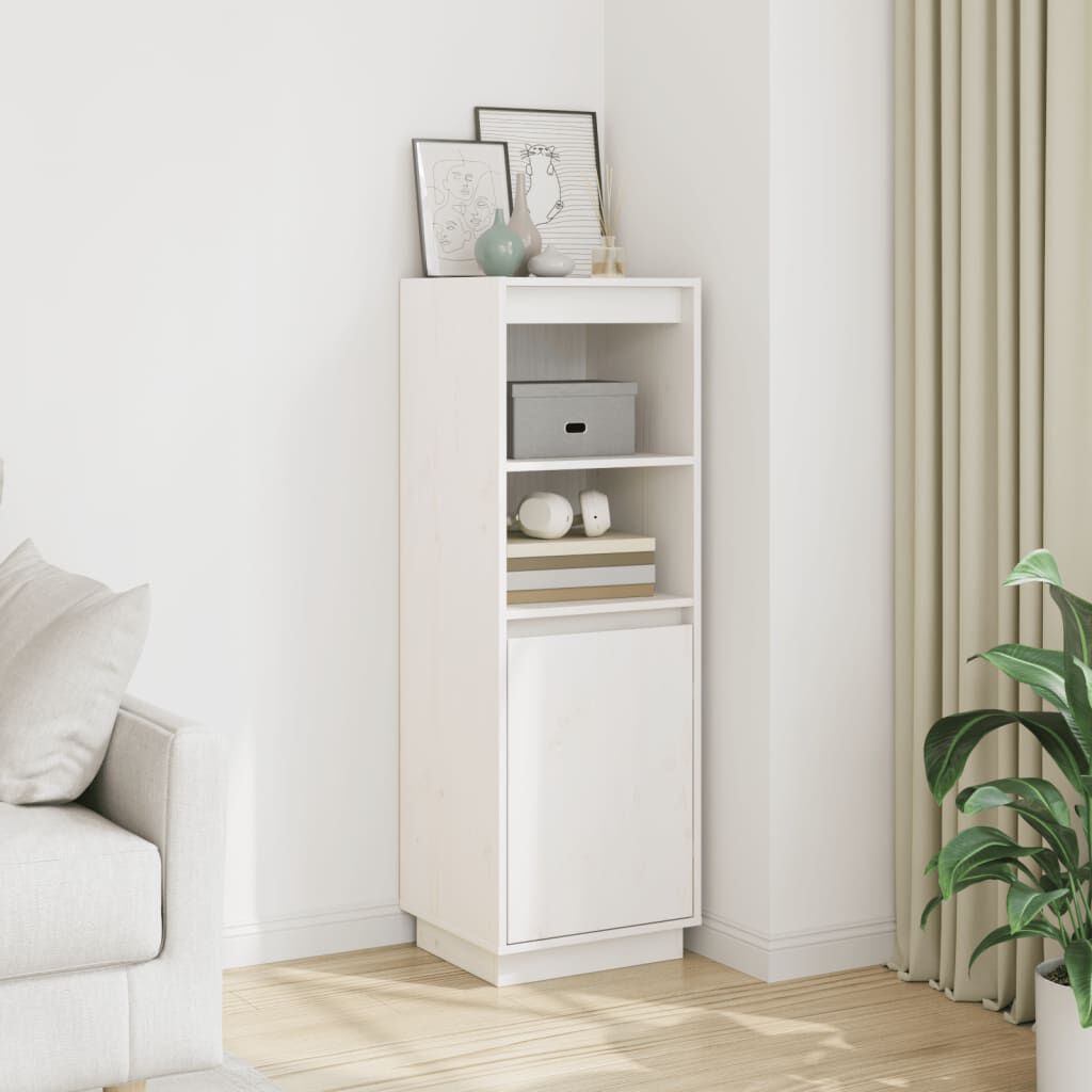 vidaXL Ντουλάπι Ψηλό Λευκό 37 x 34 x 110 εκ. από Μασίφ Ξύλο Πεύκου