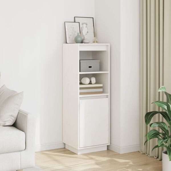 vidaXL Ντουλάπι Ψηλό Λευκό 37 x 34 x 110 εκ. από Μασίφ Ξύλο Πεύκου