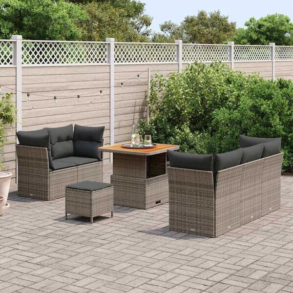vidaXL Σετ Καναπέ Κήπου 8 pcs Γκρι συνθετικό ρατάν