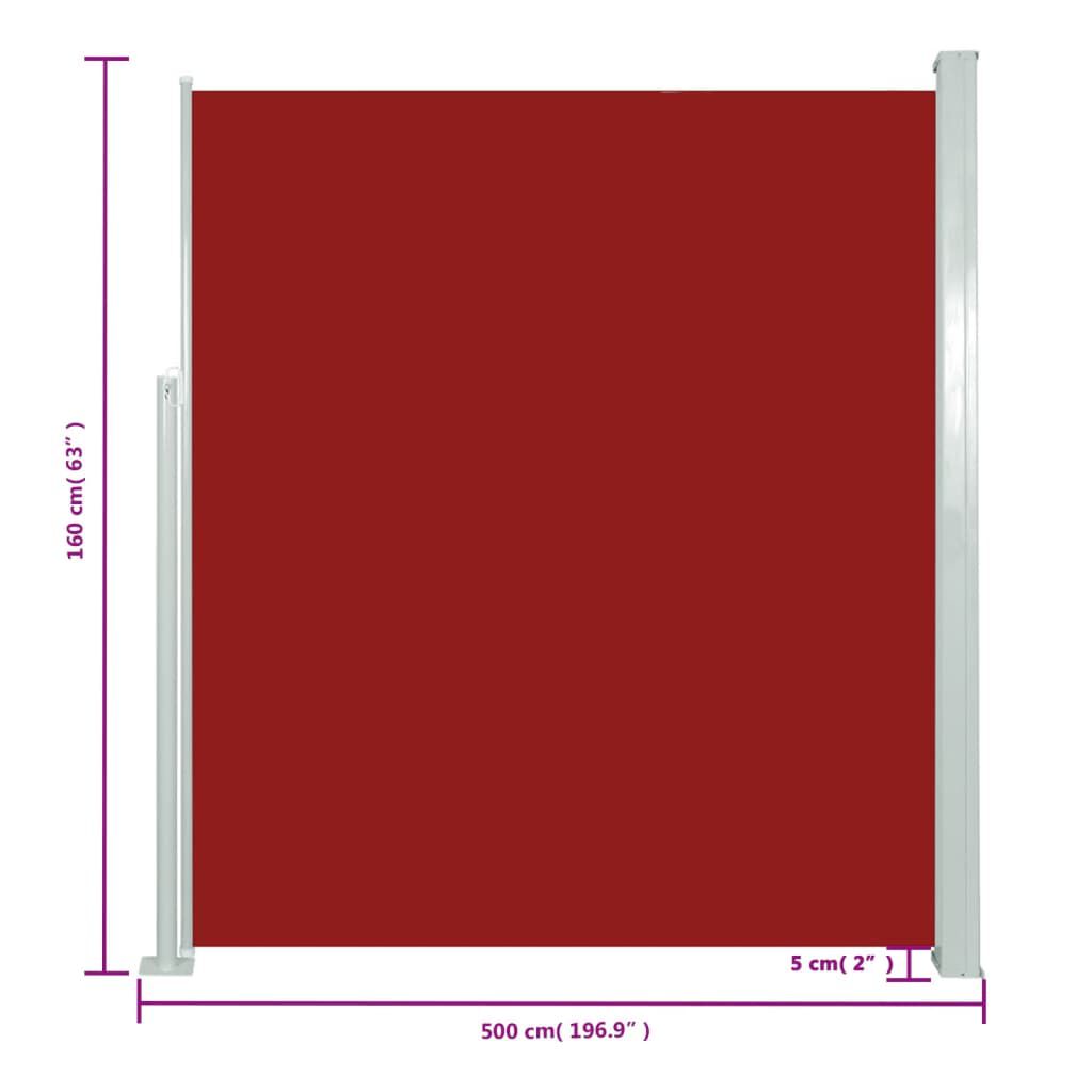 vidaXL Σκίαστρο Πλαϊνό Συρόμενο Κόκκινο 160 x 500 εκ.
