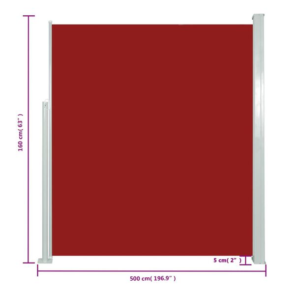 vidaXL Σκίαστρο Πλαϊνό Συρόμενο Κόκκινο 160 x 500 εκ.