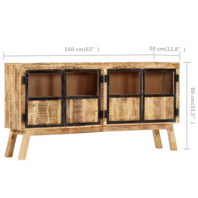 vidaXL Μπουφές Καφέ/Μαύρο 160x30x80 εκ. Μασίφ Ακατέργαστο Ξύλο Μάνγκο