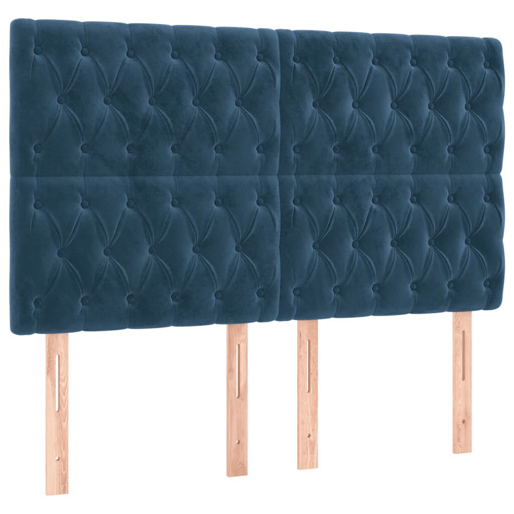 vidaXL Κρεβάτι Boxspring με Στρώμα Σκούρο Μπλε 160x200 εκ. Βελούδινο