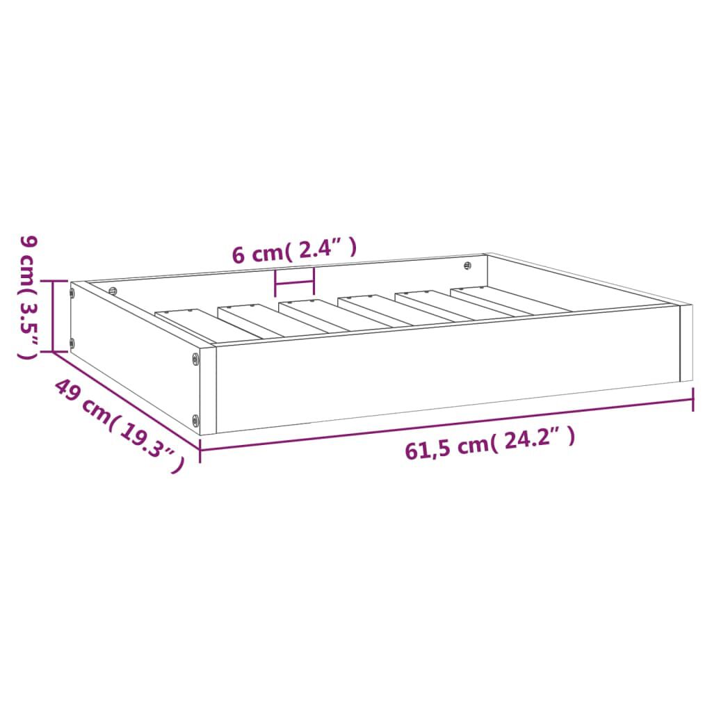 vidaXL Κρεβάτι Σκύλου Μελί 61,5 x 49 x 9 εκ. από Μασίφ Ξύλο Πεύκου