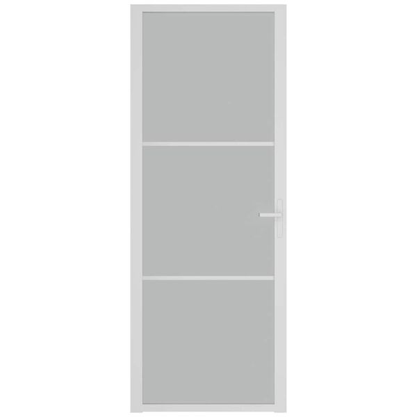 vidaXL Εσωτερική Πόρτα 76 x 201,5 εκ. Λευκό Ματ Γυαλί και Αλουμίνιο