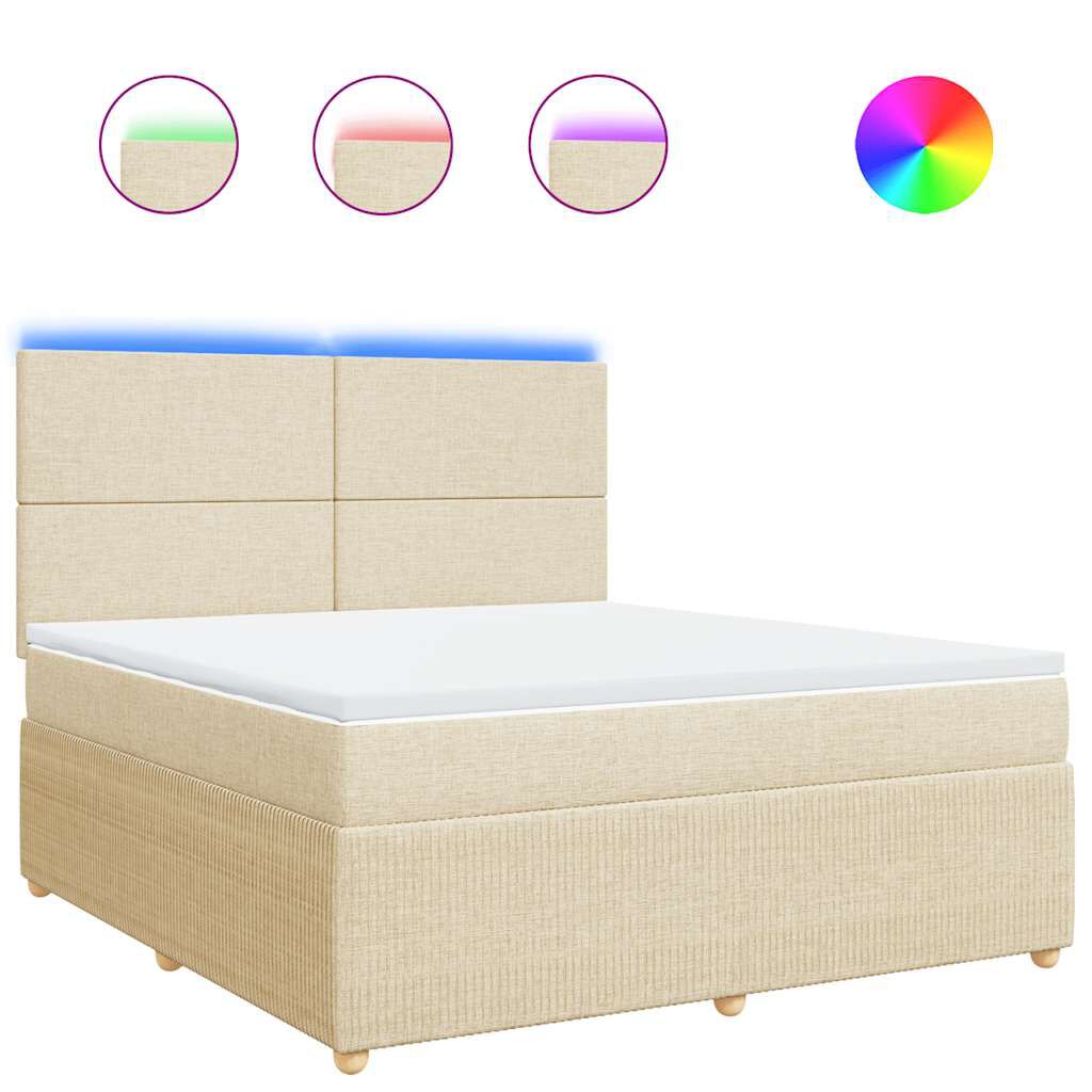 vidaXL Κρεβάτι Boxspring με Στρώμα Κρεμ 180x200 εκ. Υφασμάτινο