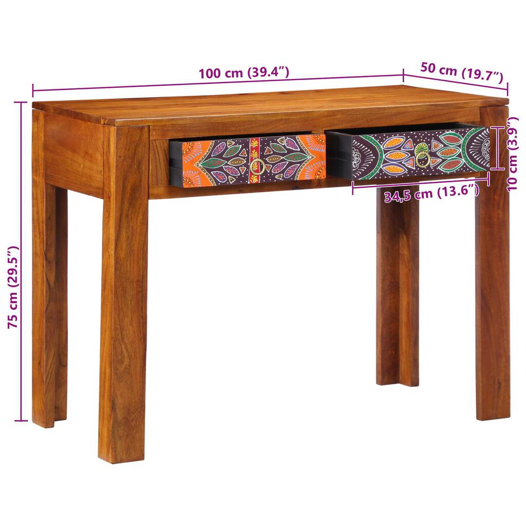 vidaXL Γραφείο 100x50x75 εκ Μασίφ ξύλο ακακίας