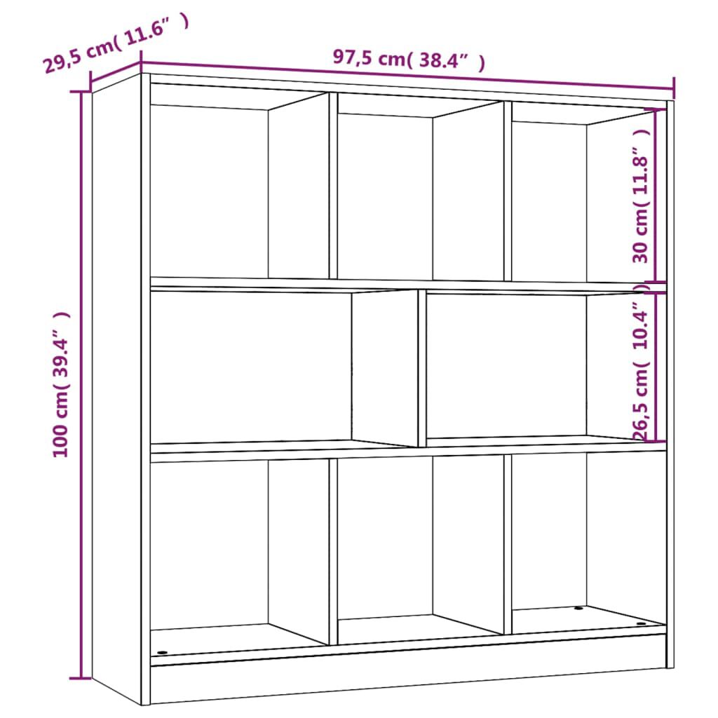 vidaXL Βιβλιοθήκη Γκρι Sonoma 97,5x29,5x100 εκ. από Επεξεργασμένο Ξύλο