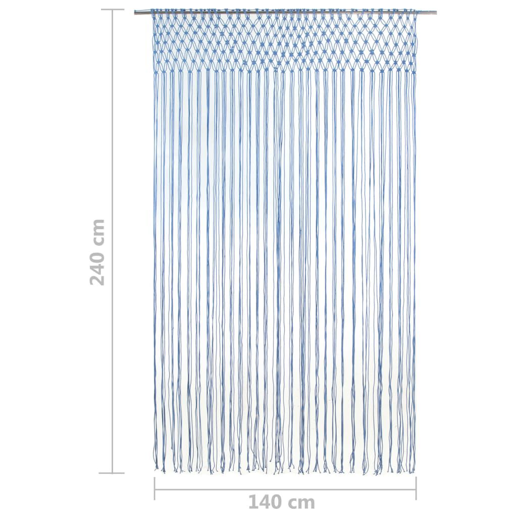 vidaXL Κουρτίνα Μακραμέ Μπλε 140 x 240 εκ. Βαμβακερή