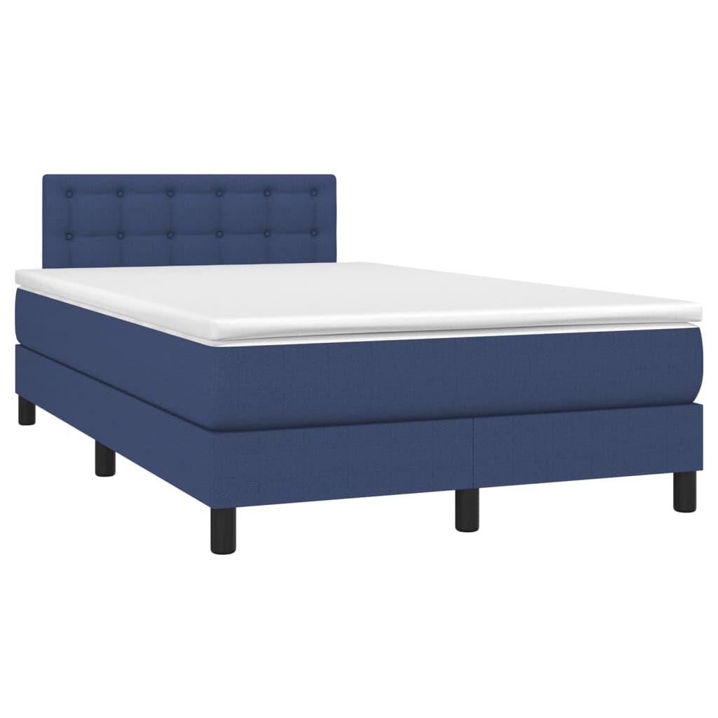 vidaXL Κρεβάτι Boxspring με Στρώμα & LED Μπλε 120x200 εκ. Υφασμάτινο