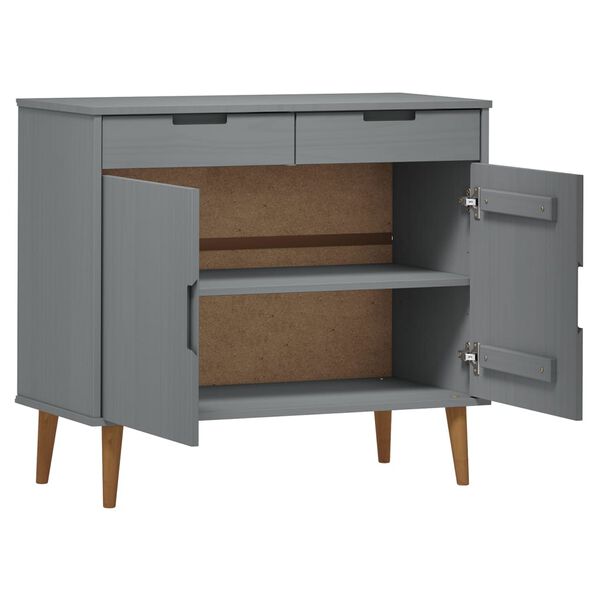 vidaXL Ντουλάπι MOLDE Γκρι 90x40x80 εκ. από Μασίφ Ξύλο Πεύκου