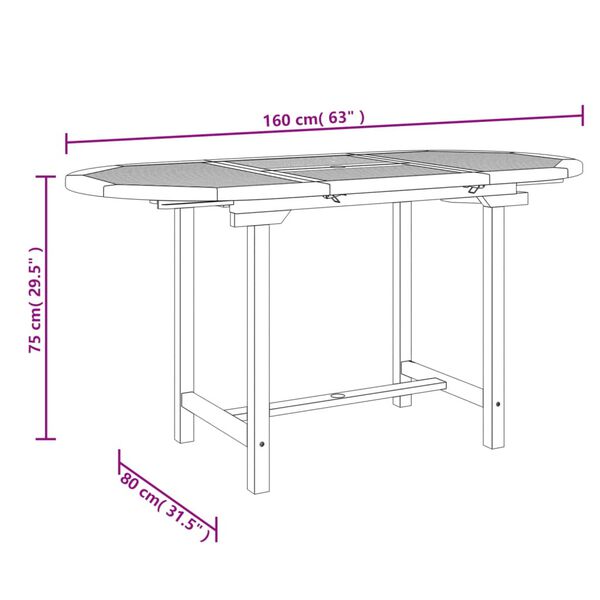 vidaXL Τραπέζι Κήπου Επεκτεινόμενο 110-160x80x75 εκ. Μασίφ Ξύλο Teak