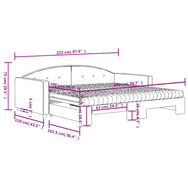 vidaXL Καναπές Κρεβάτι Συρόμενος Μπλε 100x200 εκ. Βελούδινος Στρώματα