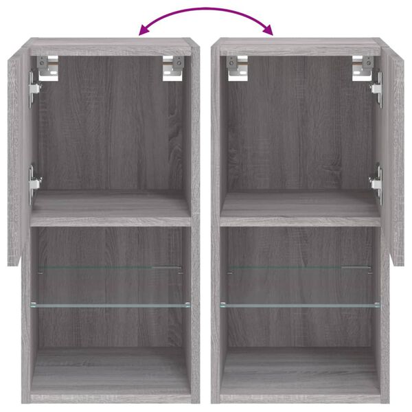 vidaXL Έπιπλα Τηλεόρασης με LED 2 τεμ. Γκρι Sonoma 30,5x30x60 εκ.