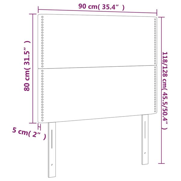vidaXL Κεφαλάρια Κρεβατιού 2 τεμ. Αν. Γκρι 90x5x78/88 εκ. Βελούδινο