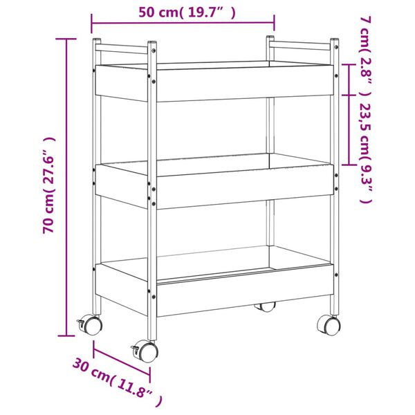 vidaXL Τρόλεϊ Κουζίνας Καπνιστή Δρυς 50x30x70 εκ. Επεξεργασμένο Ξύλο