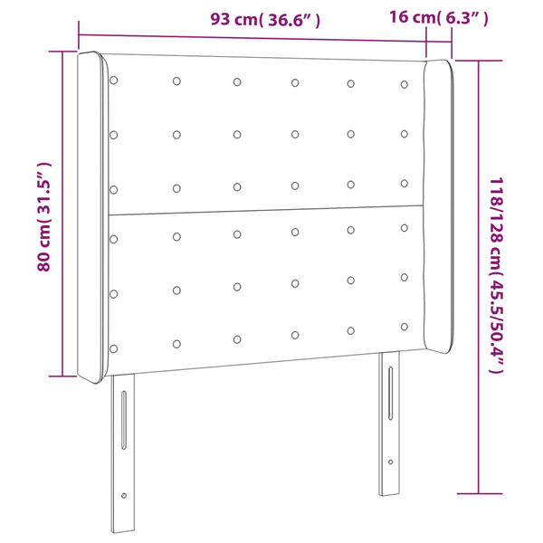vidaXL Κεφαλάρι Κρεβατιού LED Σκούρο Γκρι 93x16x118/128εκ. Βελούδινο