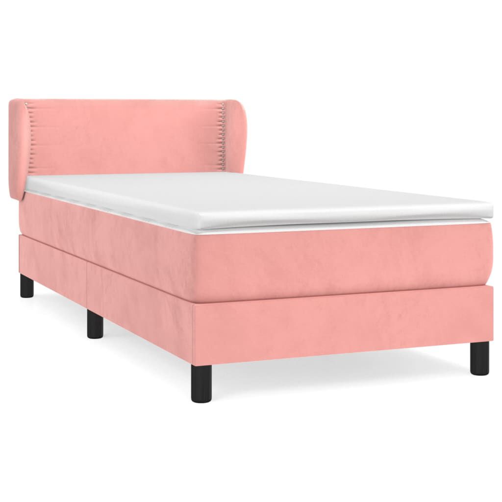 vidaXL Κρεβάτι Boxspring με Στρώμα Ροζ 80 x 200 εκ. Βελούδινο