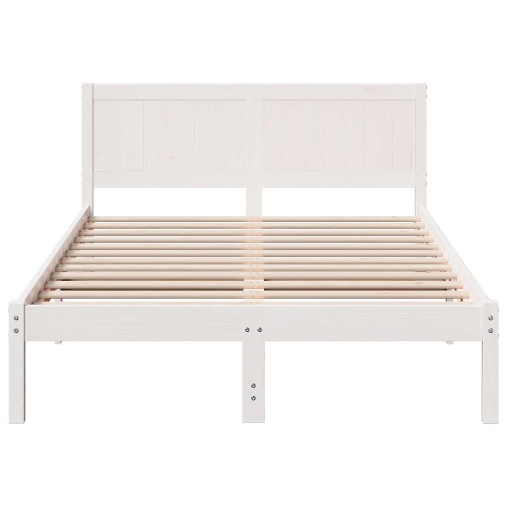 vidaXL Σκελετός Κρεβατιού Λευκό 140 x 190 cm Μασίφ ξύλο πεύκου