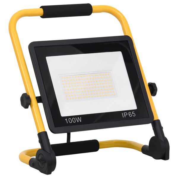 vidaXL Προβολέας LED με Λαβή Θερμό Λευκό 100 W