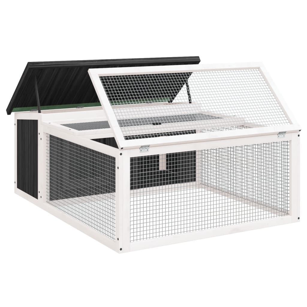 vidaXL Κλουβί Κουνελιών Γκρι 117,5 x 97 x 47,5 εκ. Μασίφ Ξύλο Πεύκου