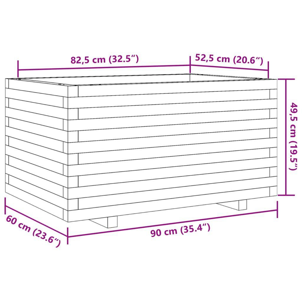 vidaXL Ζαρντινιέρα Κήπου 90x60x49,5 εκ. από Εμποτισμένο Ξύλο Πεύκου