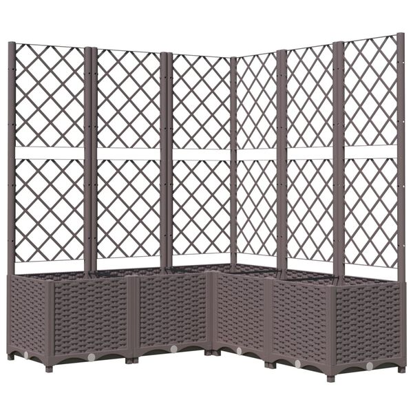 vidaXL Ζαρντινιέρα Κήπου με Καφασωτό Καφέ 120 x 120 x 136 εκ. από PP