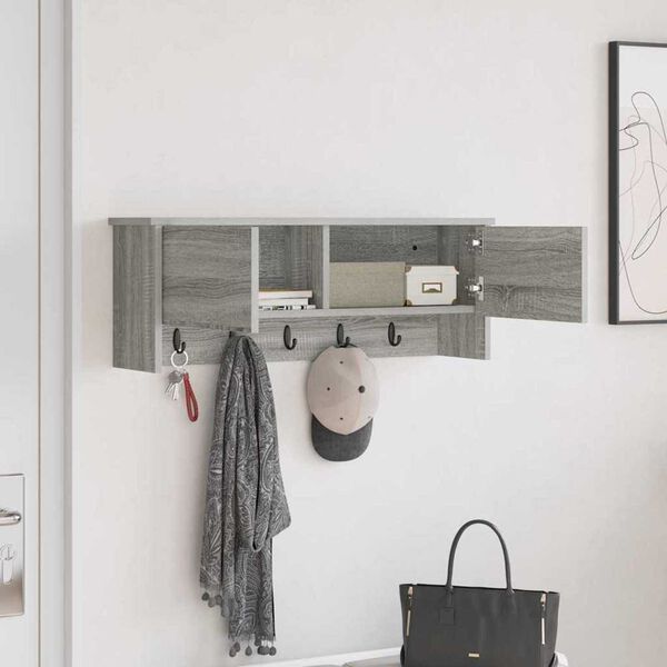 vidaXL Τοίχου Κρεμάστρα Γκρι sonoma 80 x 20 x 30 cm Επεξεργασμένο ξύλο