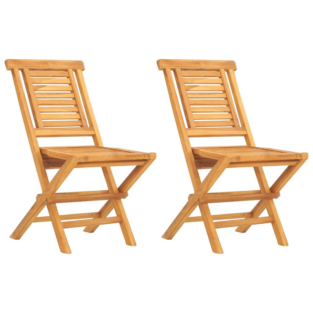 vidaXL Καρέκλες Κήπου Πτυσσόμενες 2 τεμ. 47x63x90 εκ. Μασίφ Ξύλο Teak