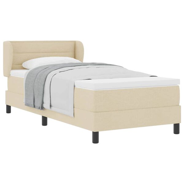 vidaXL Κρεβάτι box spring με στρώμα με στρώμα Κρεμ 80 x 200 cm ύφασμα