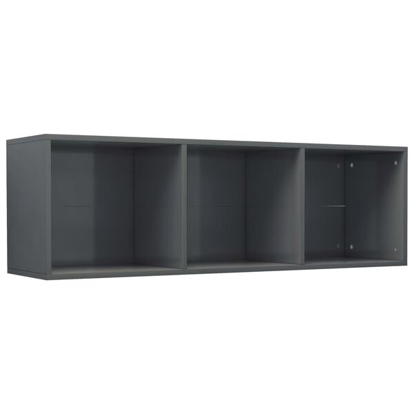vidaXL Βιβλιοθήκη/Έπιπλο TV Γυαλιστερό Γκρι 36x30x114 εκ. Επεξ. Ξύλο