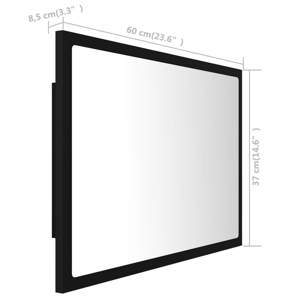 vidaXL Καθρέφτης Μπάνιου με LED Μαύρος 60x8,5x37 εκ. Ακρυλικός