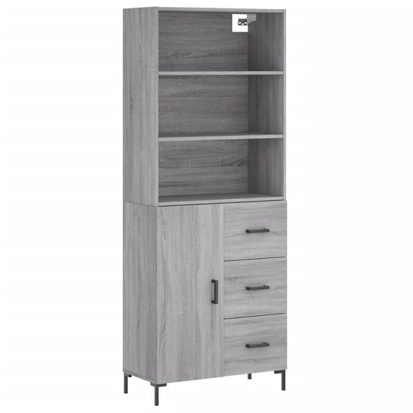 vidaXL Ντουλάπι Γκρι Sonoma 69,5 x 34 x 180 εκ. Επεξεργασμένο Ξύλο