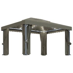 vidaXL &Kappa;&iota;ό&sigma;&kappa;&iota; &mu;&epsilon; &Kappa;&omicron;&upsilon;&rho;&tau;ί&nu;&alpha; &kappa;&alpha;&iota; &Phi;&omega;&tau;ά&kappa;&iota;&alpha; LED Taupe 4 x 3 &mu;.