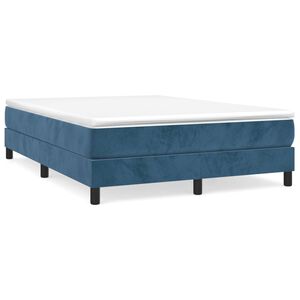 vidaXL Κρεβάτι Boxspring με Στρώμα Σκούρο Μπλε 140x190 εκ. Βελούδινο