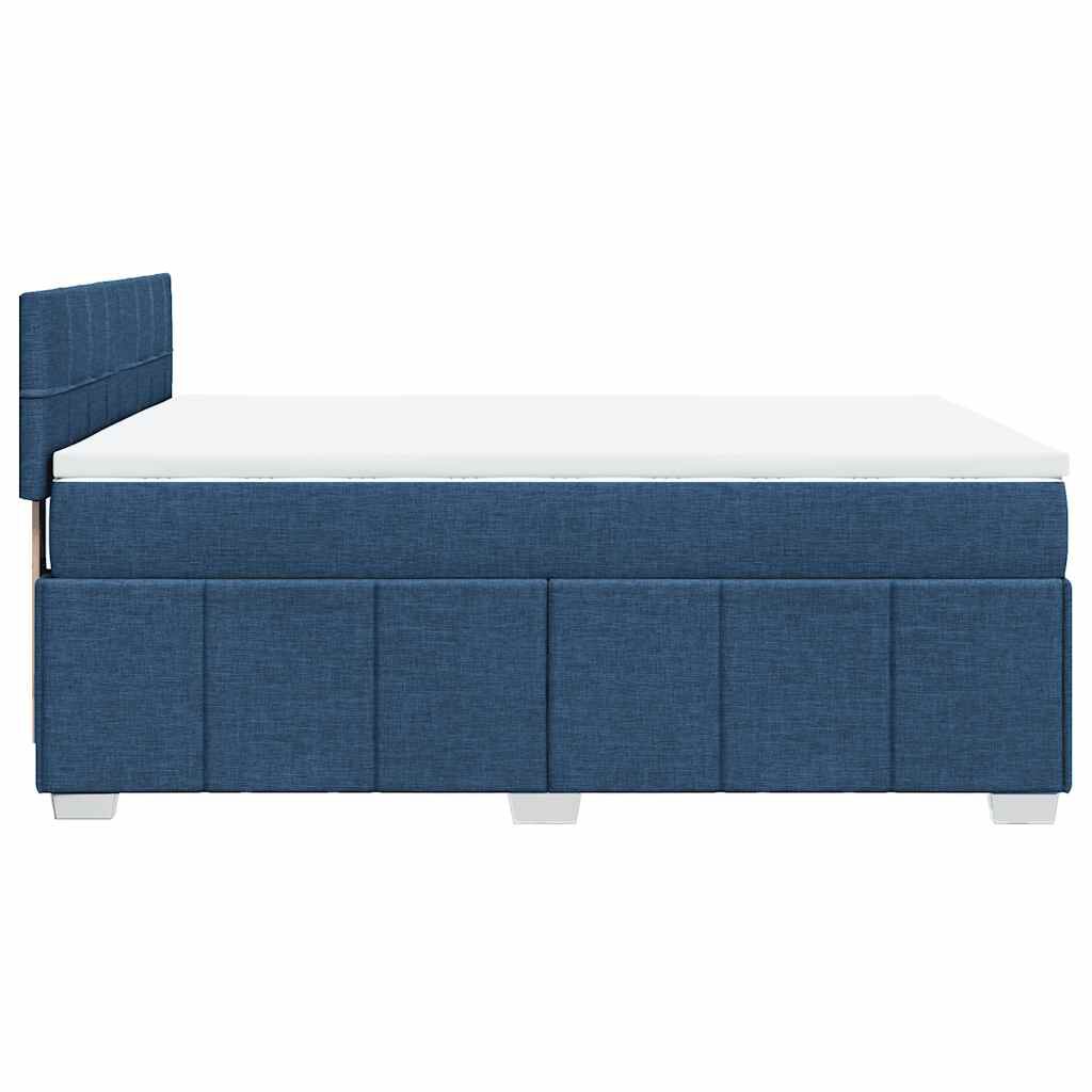 vidaXL Κρεβάτι Boxspring με Στρώμα Μπλε 140x190 εκ. Υφασμάτινο