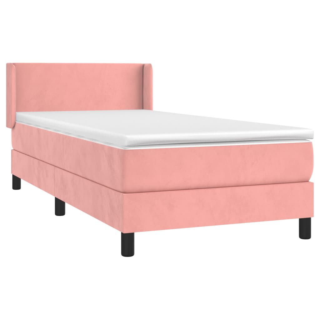 vidaXL Κρεβάτι Boxspring με Στρώμα Ροζ 90x190 εκ. Βελούδινο
