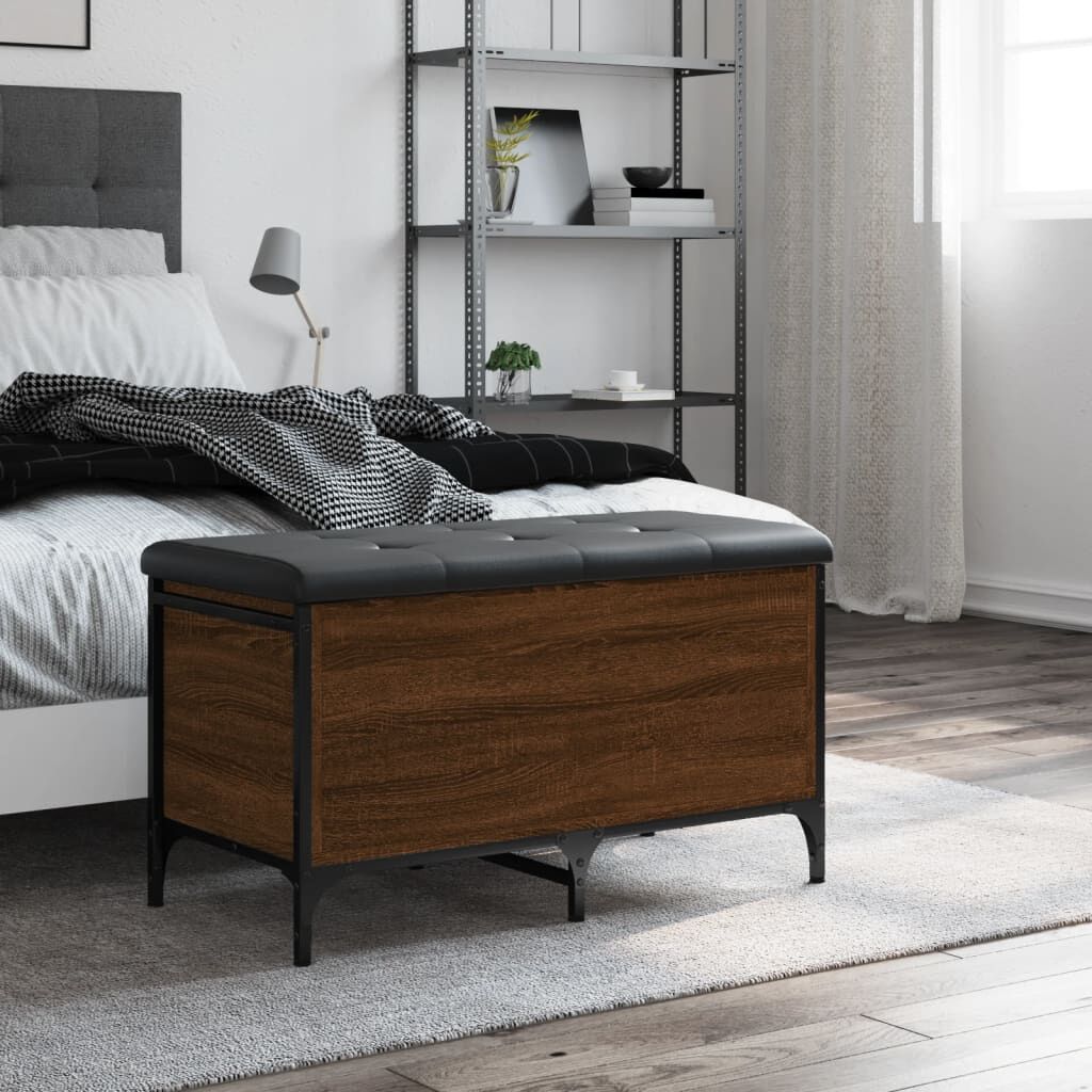 vidaXL Παγκάκι Αποθήκευσης Καφέ Δρυς 82x42x45 εκ. από Επεξ. Ξύλο