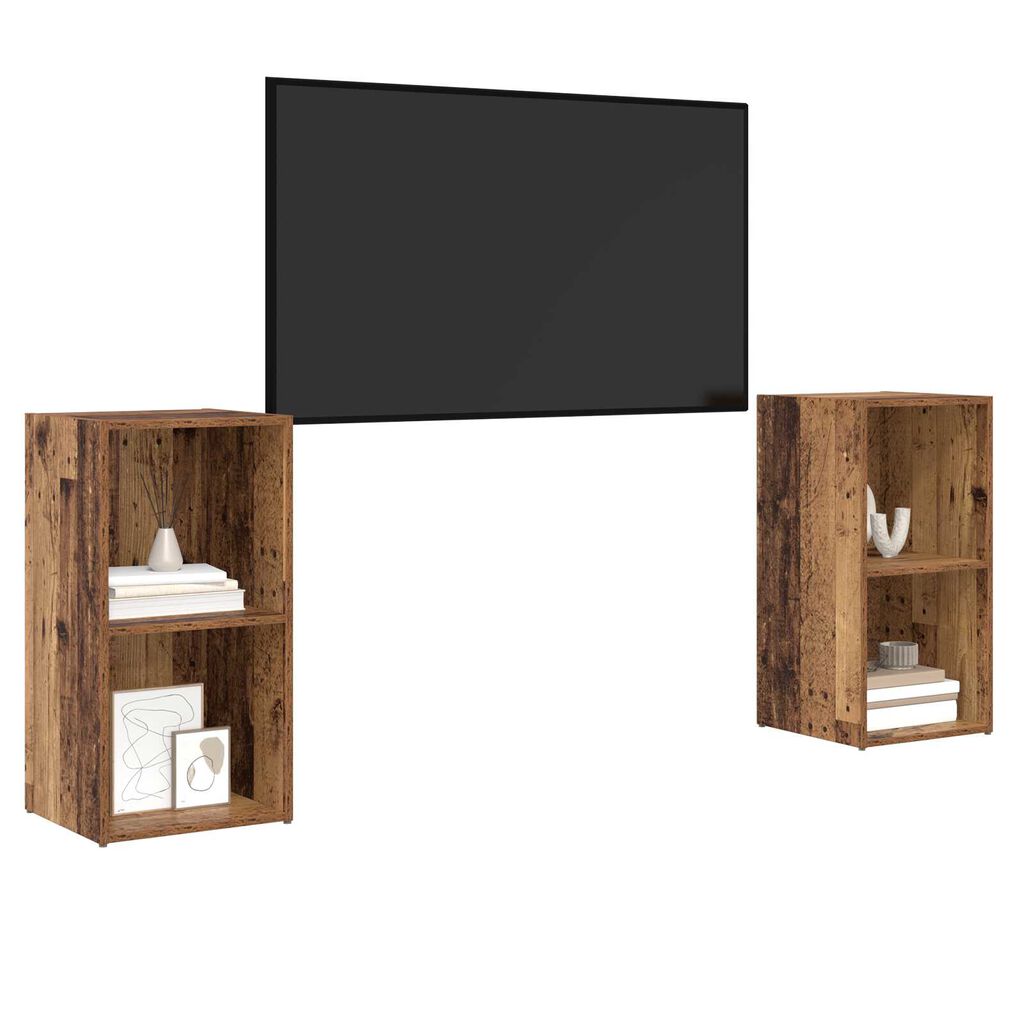 vidaXL Σετ επίπλου τηλεόρασης 2 pcs Παλιό ξύλο 72 x 35 x 36.5 cm