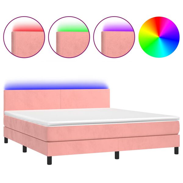 vidaXL &Kappa;&rho;&epsilon;&beta;ά&tau;&iota; Boxspring &mu;&epsilon; &Sigma;&tau;&rho;ώ&mu;&alpha; & LED &Rho;&omicron;&zeta; 180x200 &epsilon;&kappa;. &Beta;&epsilon;&lambda;&omicron;ύ&delta;&iota;&nu;&omicron;