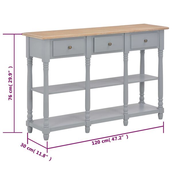 vidaXL Τραπέζι Κονσόλα Γκρι 120 x 30 x 76 εκ. από MDF