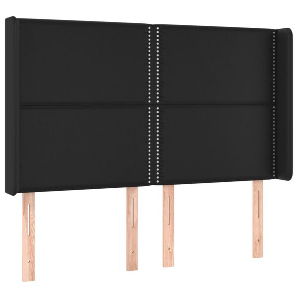 vidaXL Κρεβάτι Boxspring με Στρώμα & LED Μαύρο 140x200 εκ. Συνθ. Δέρμα