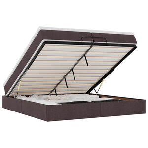 vidaXL Οθωμανικό κρεβάτι με στρώματα Σκούρο καφέ 200x200cm ύφασμα