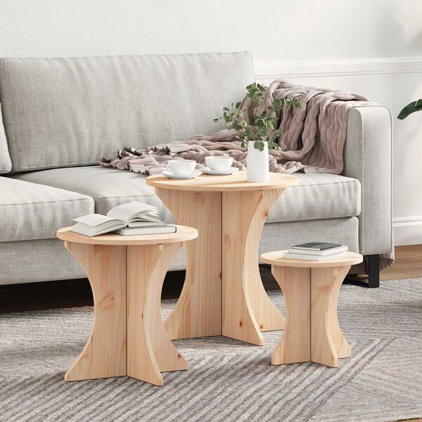 vidaXL Τραπεζάκι σαλονιού 3 pcs Φυσικό 46 x 46 x 47 εκ.