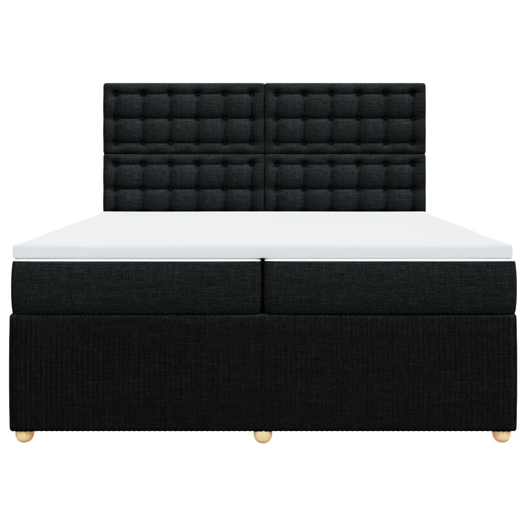 vidaXL Κρεβάτι Boxspring με Στρώμα Μαύρο 200x200 εκ. Υφασμάτινο