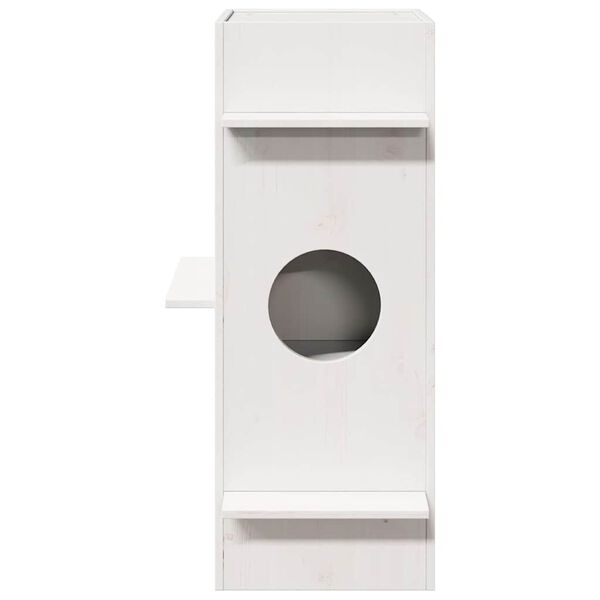 vidaXL Σπίτι για γάτες Λευκό 43x43x90 cm από μασίφ ξύλο πεύκο