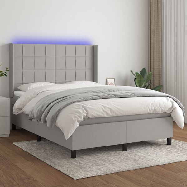 vidaXL &Kappa;&rho;&epsilon;&beta;ά&tau;&iota; Boxspring &mu;&epsilon; &Sigma;&tau;&rho;ώ&mu;&alpha; & LED &Alpha;&nu;.&Gamma;&kappa;&rho;&iota; 140x200&epsilon;&kappa;. &Upsilon;&phi;&alpha;&sigma;&mu;ά&tau;&iota;&nu;&omicron;